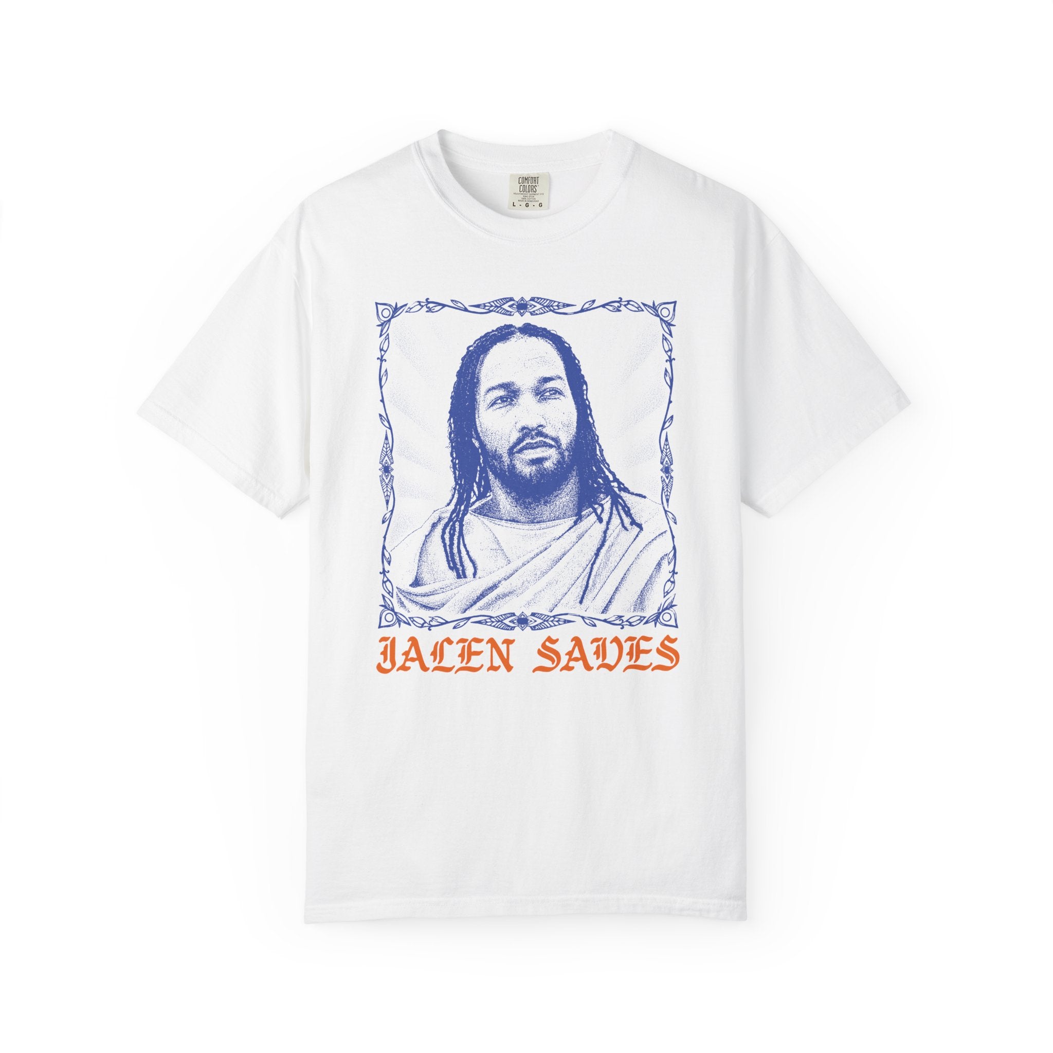 Portrait Illustration T-shirt | Vintage Frame, Script Text