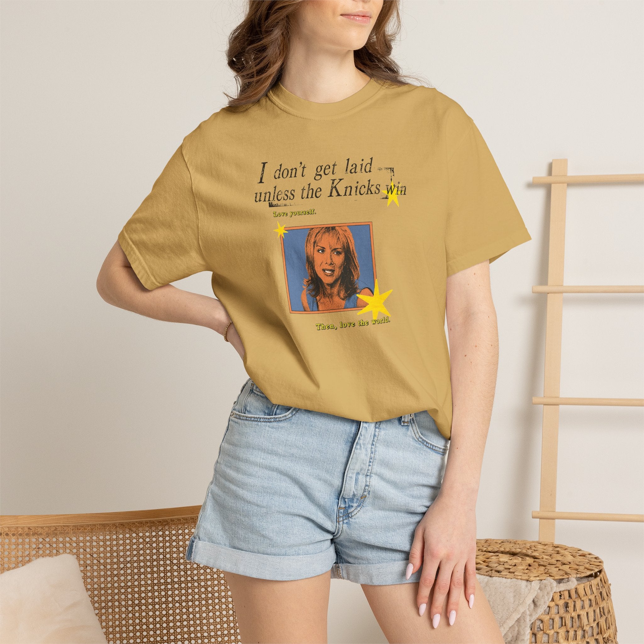 I Don't Get Laid Unless the Knicks Win T-shirt | Retro Photo Graphic