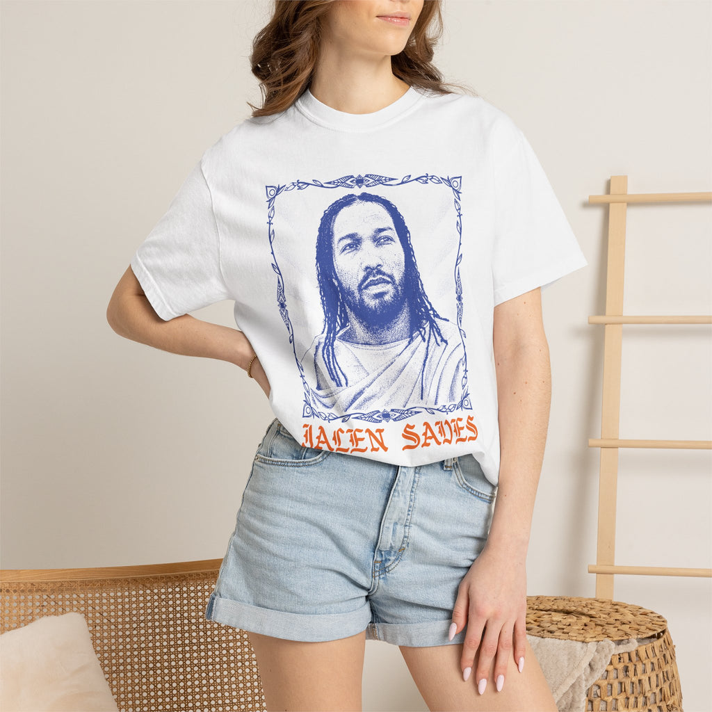 Portrait Illustration T-shirt | Vintage Frame, Script Text