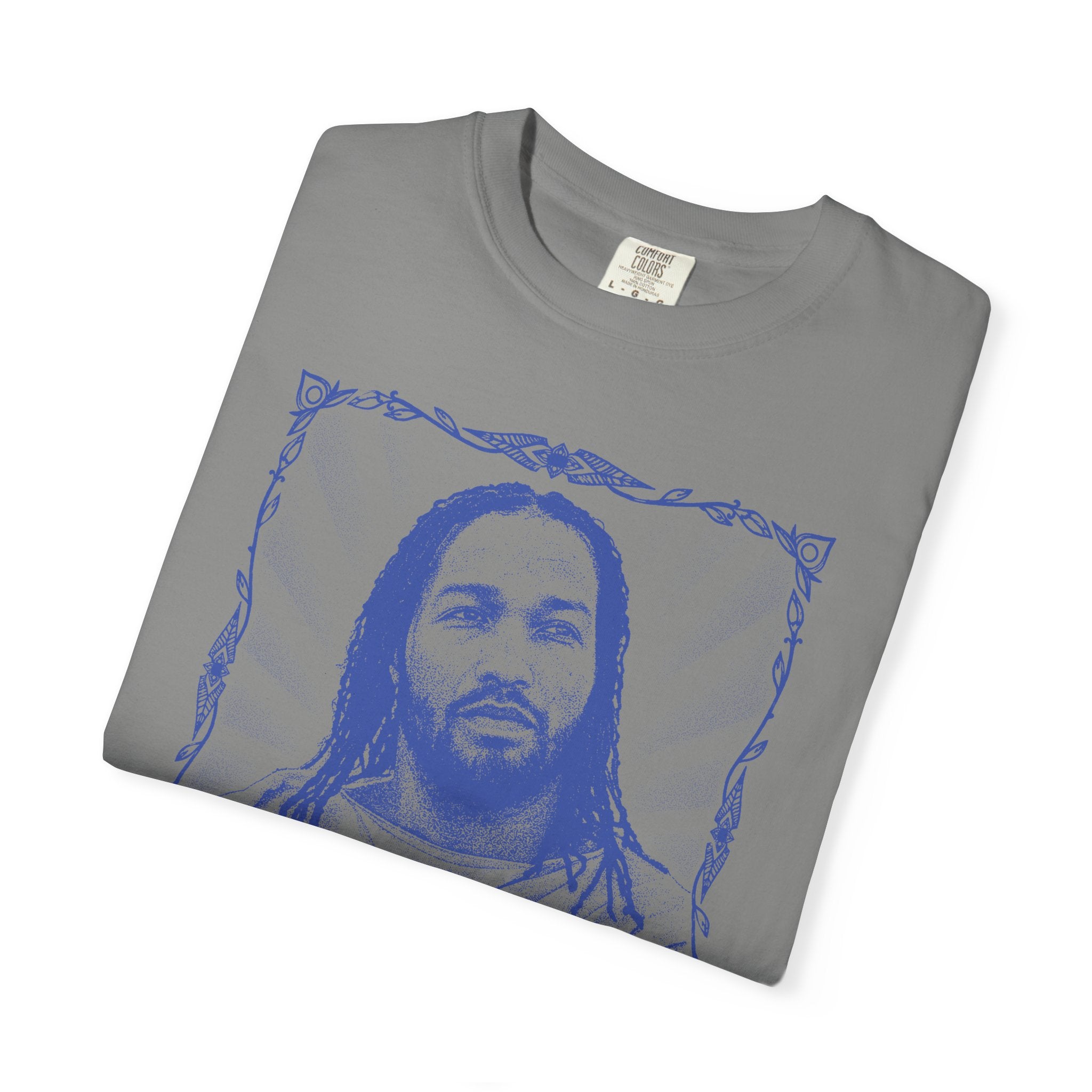 Portrait Illustration T-shirt | Vintage Frame, Script Text