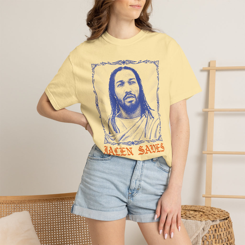 Portrait Illustration T-shirt | Vintage Frame, Script Text