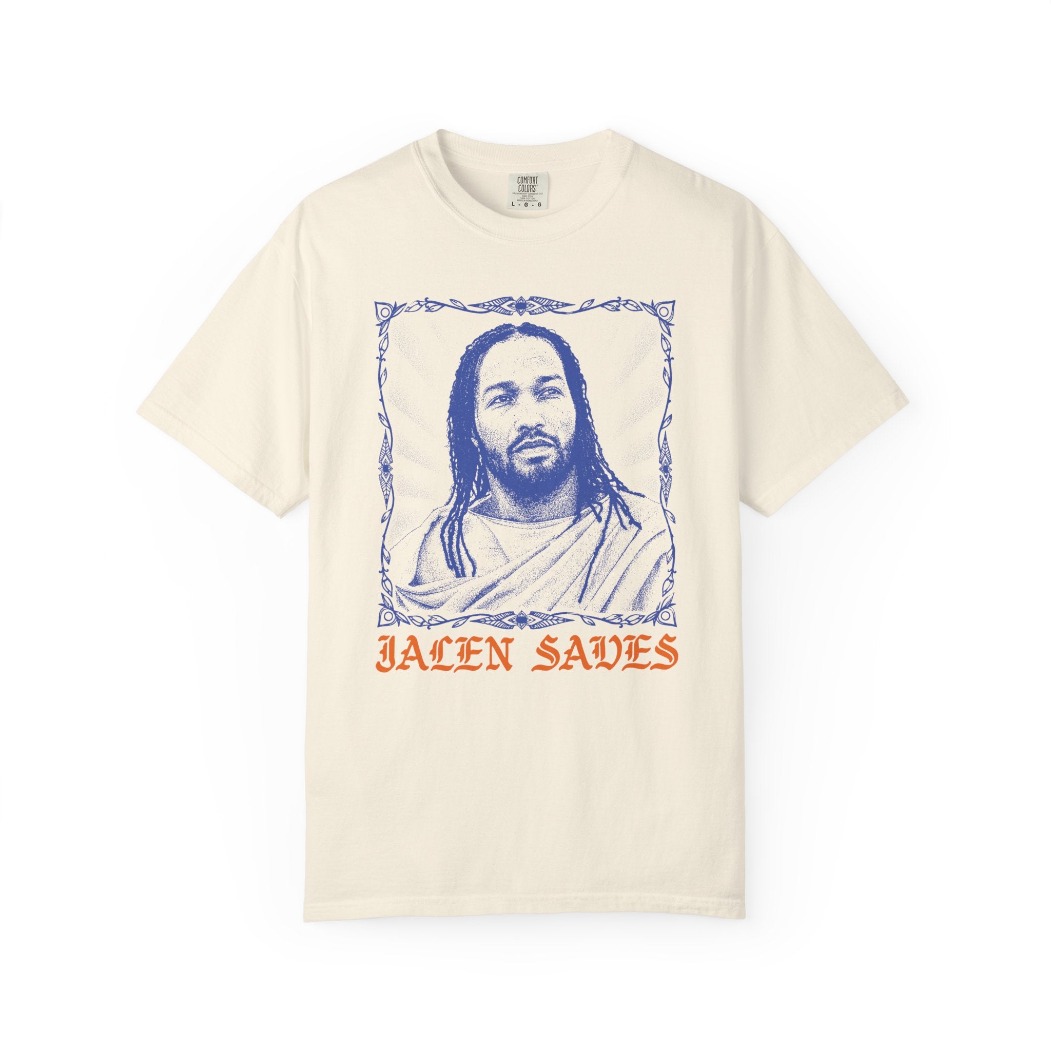 Portrait Illustration T-shirt | Vintage Frame, Script Text
