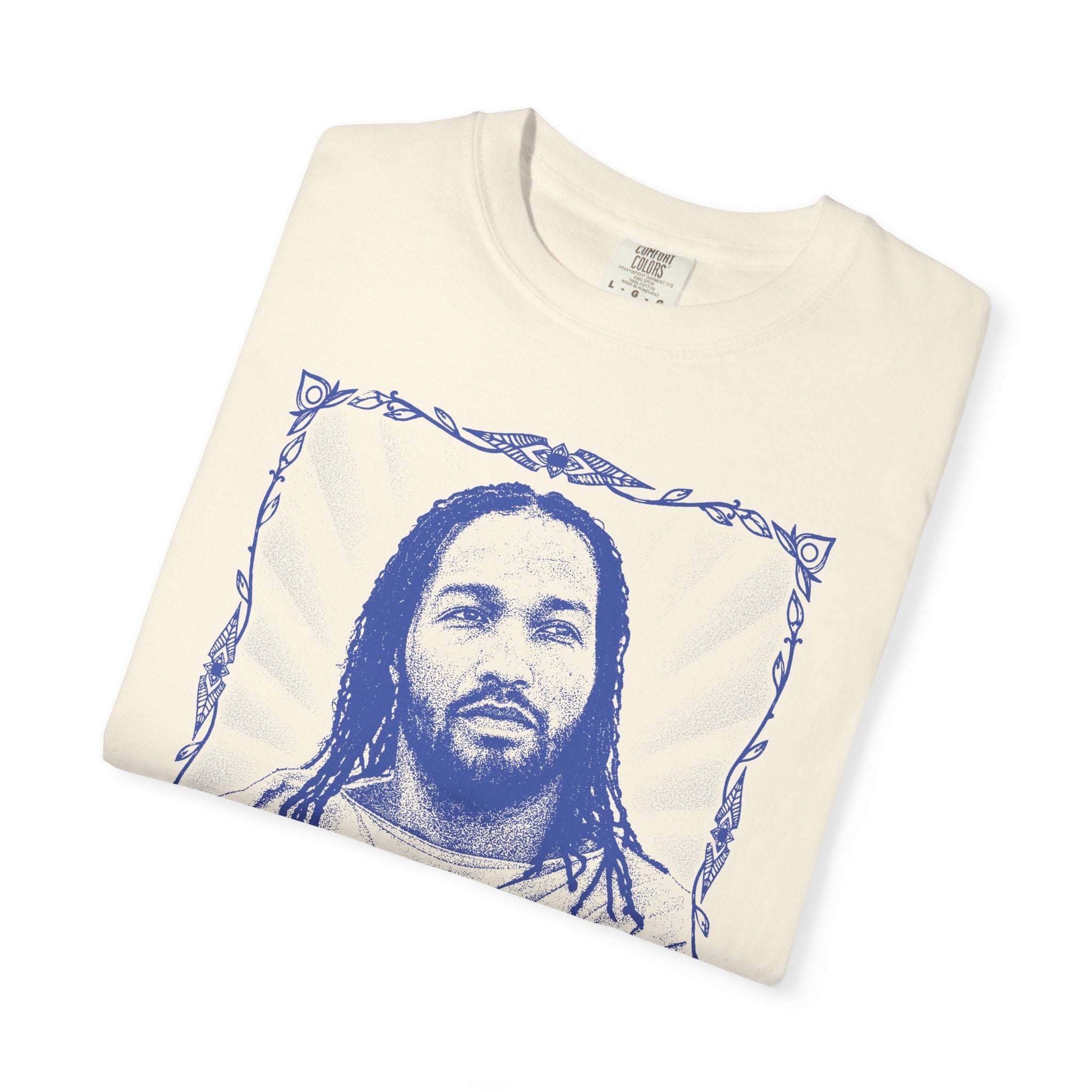 Portrait Illustration T-shirt | Vintage Frame, Script Text
