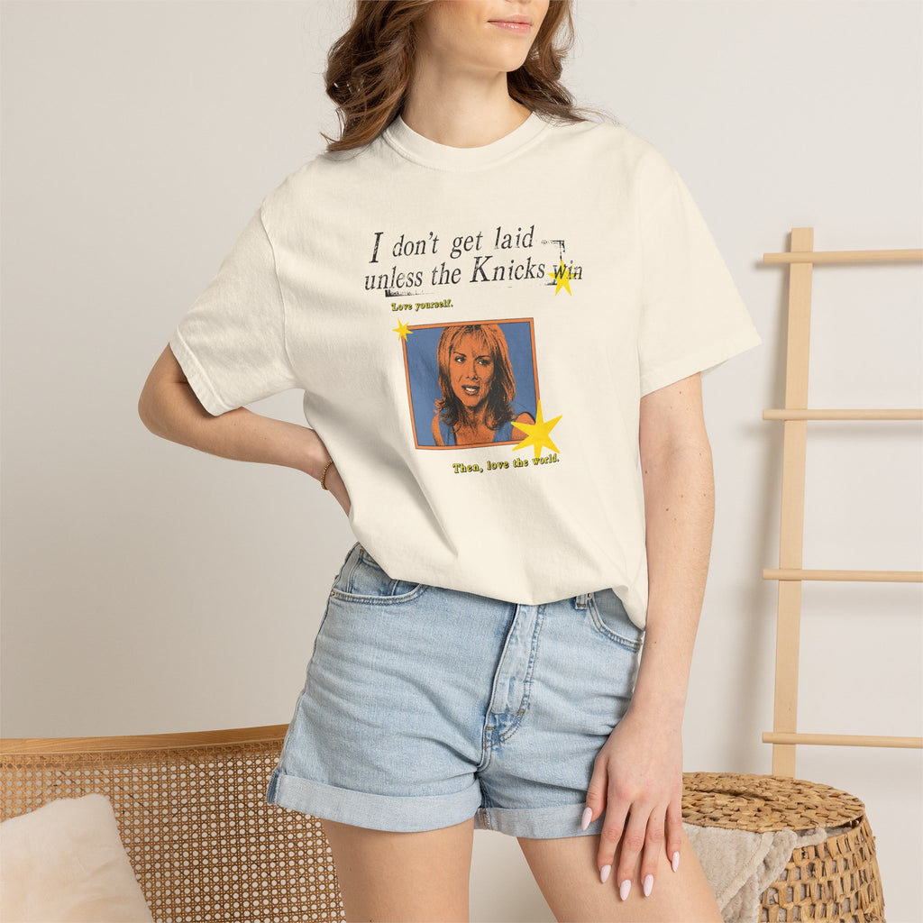 I Don't Get Laid Unless the Knicks Win T-shirt | Retro Photo Graphic